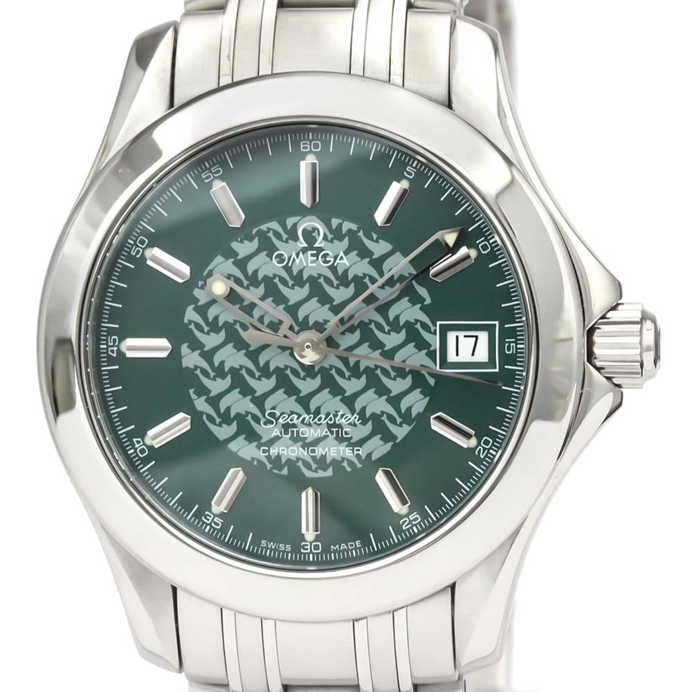 Pre-owned Omega Green Stainless Steel Seamaster 120m Jacques Mayol 2506.70 Men's Wristwatch 36mm