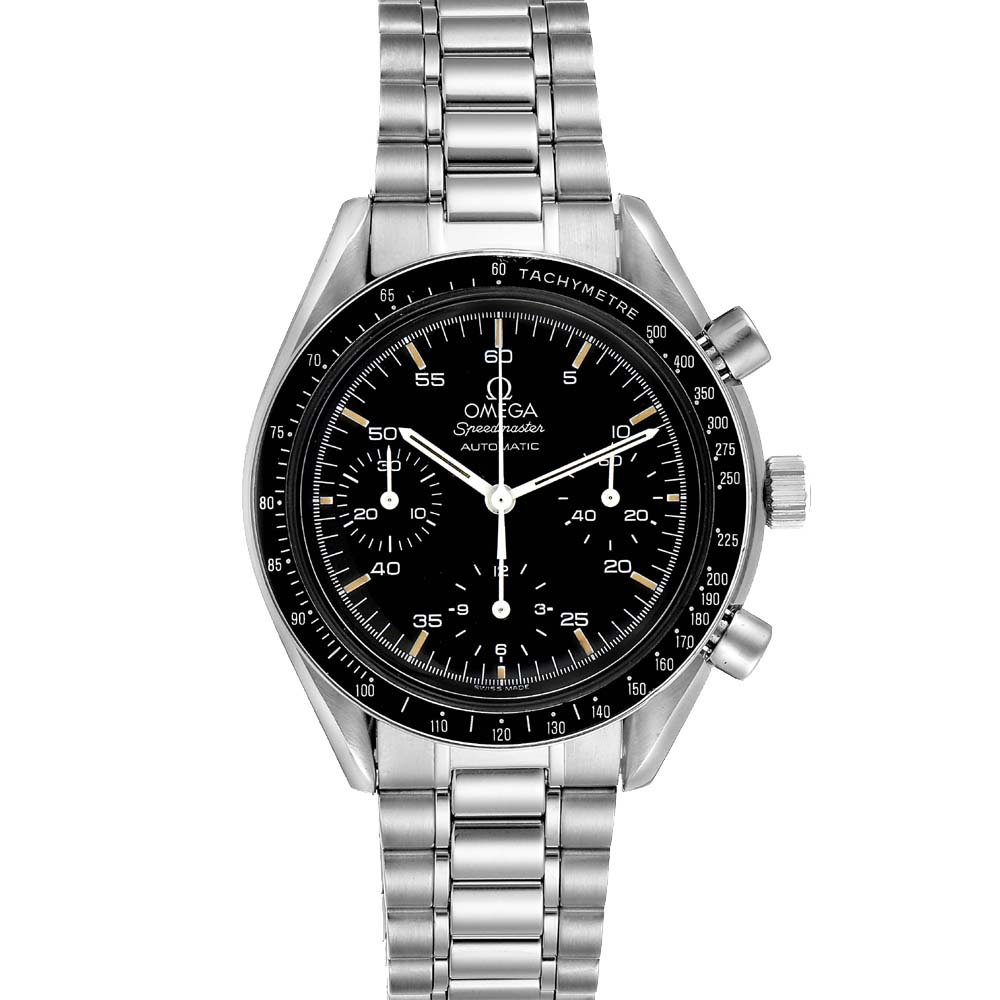 Pre-owned Omega Black Stainless Steel Speedmaster Reduced 3510.50.00 Men's Wristwatch 39 Mm