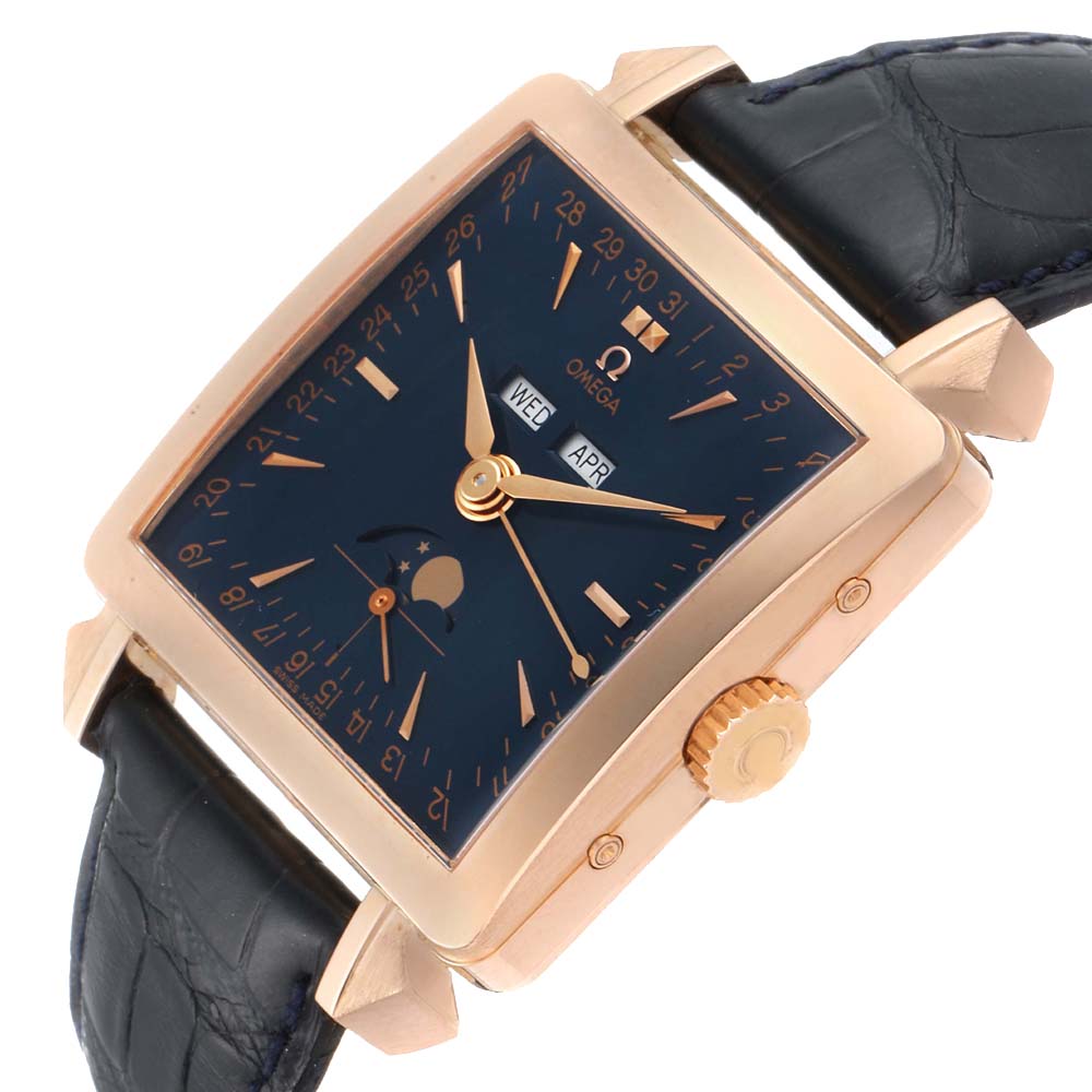 

Omega Blue 18k Rose Gold Museum Collection 1951 Cosmic 5701.80.03 Men's Wristwatch 41.5 MM