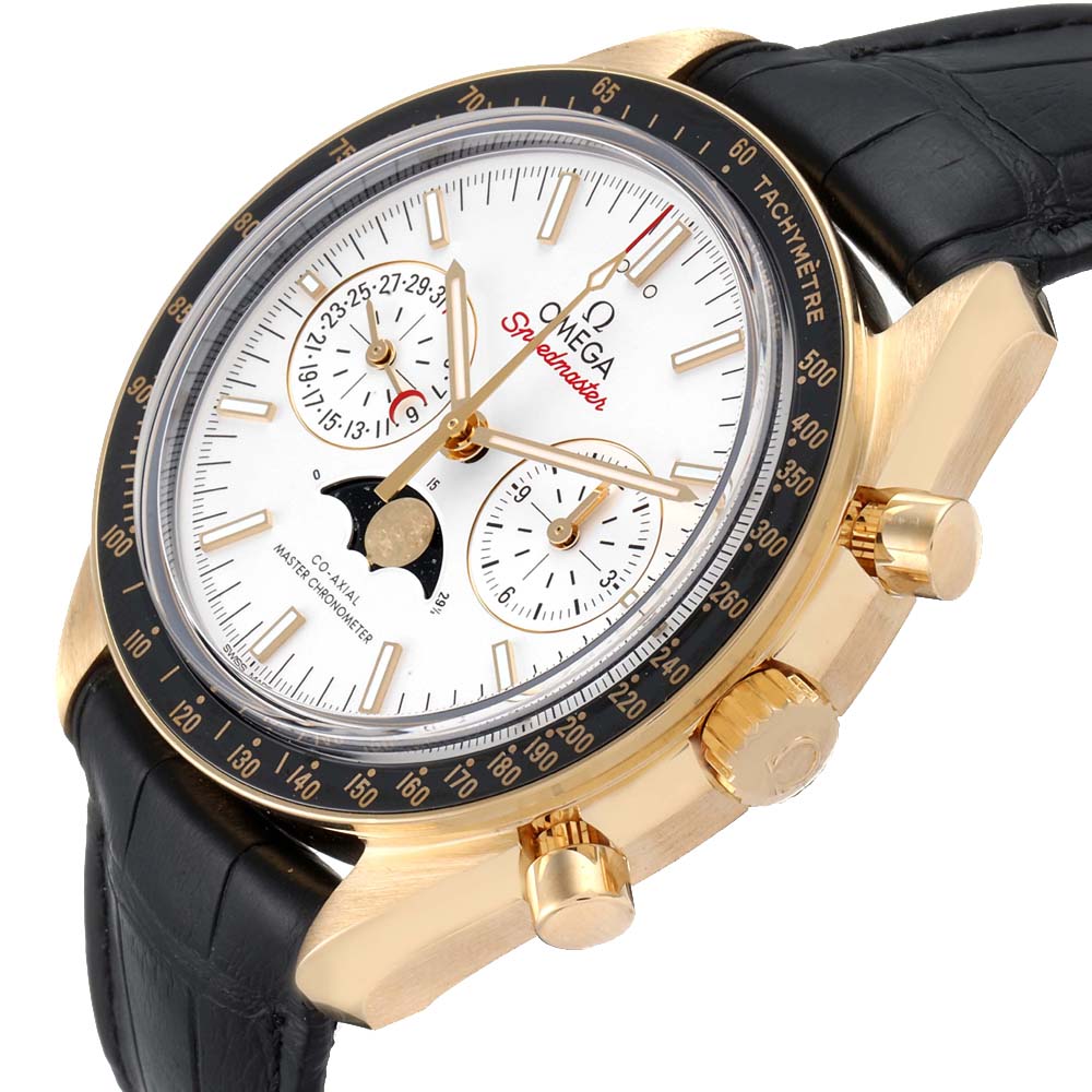 

Omega Whiet 18K Yellow Gold Speedmaster Moonphase 304.63.44.52.02.001 Men's Wristwatch 44 MM, White