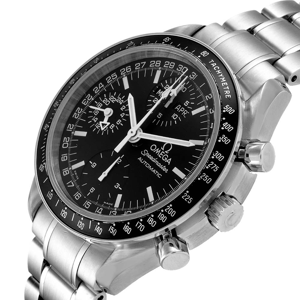 

Omega Black Stainless Steel Speedmaster Day-Date Chronograph 3520.50.00 Men's Wristwatch 39 MM