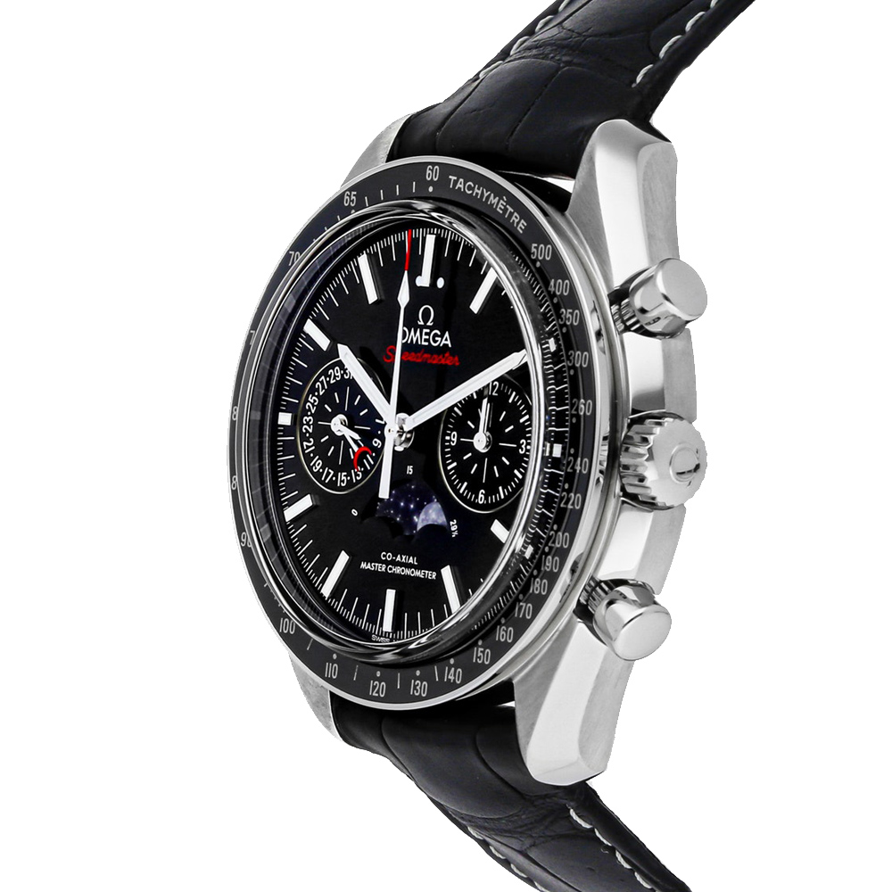 

Omega Black Stainless Steel Speedmaster Moonwatch Master Chronograph 304.33.44.52.01.001 Men's Wristwatch 44 MM