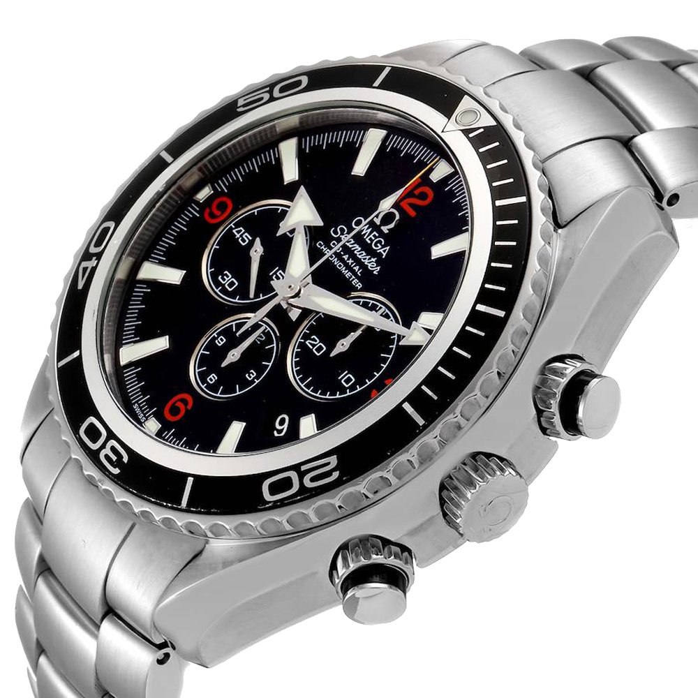 

Omega Black Stainless Steel Seamaster Planet Ocean Chronograph 2210.51.00 Men's Wristwatch 45 MM
