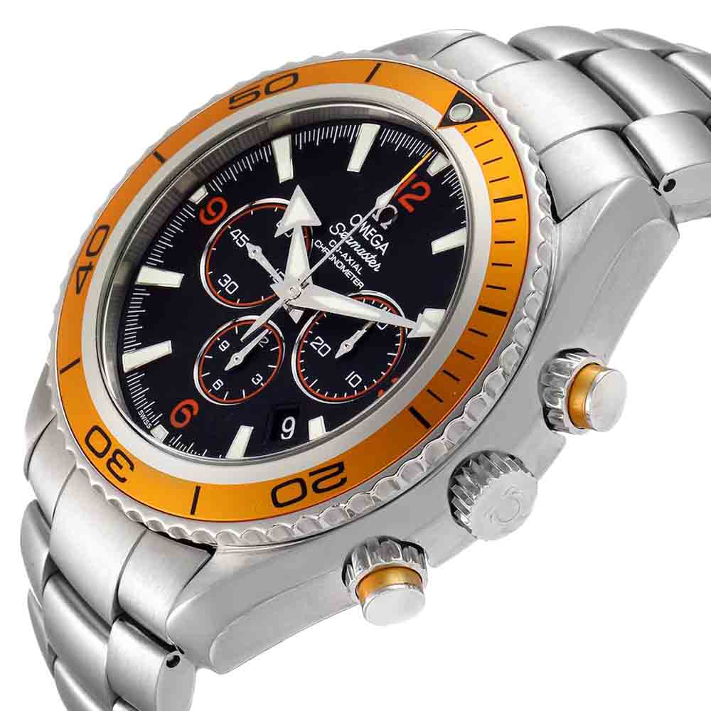 

Omega Black Stainless Steel Seamaster Planet Ocean  2218.50.00 Men's Wristwatch 45.5 MM