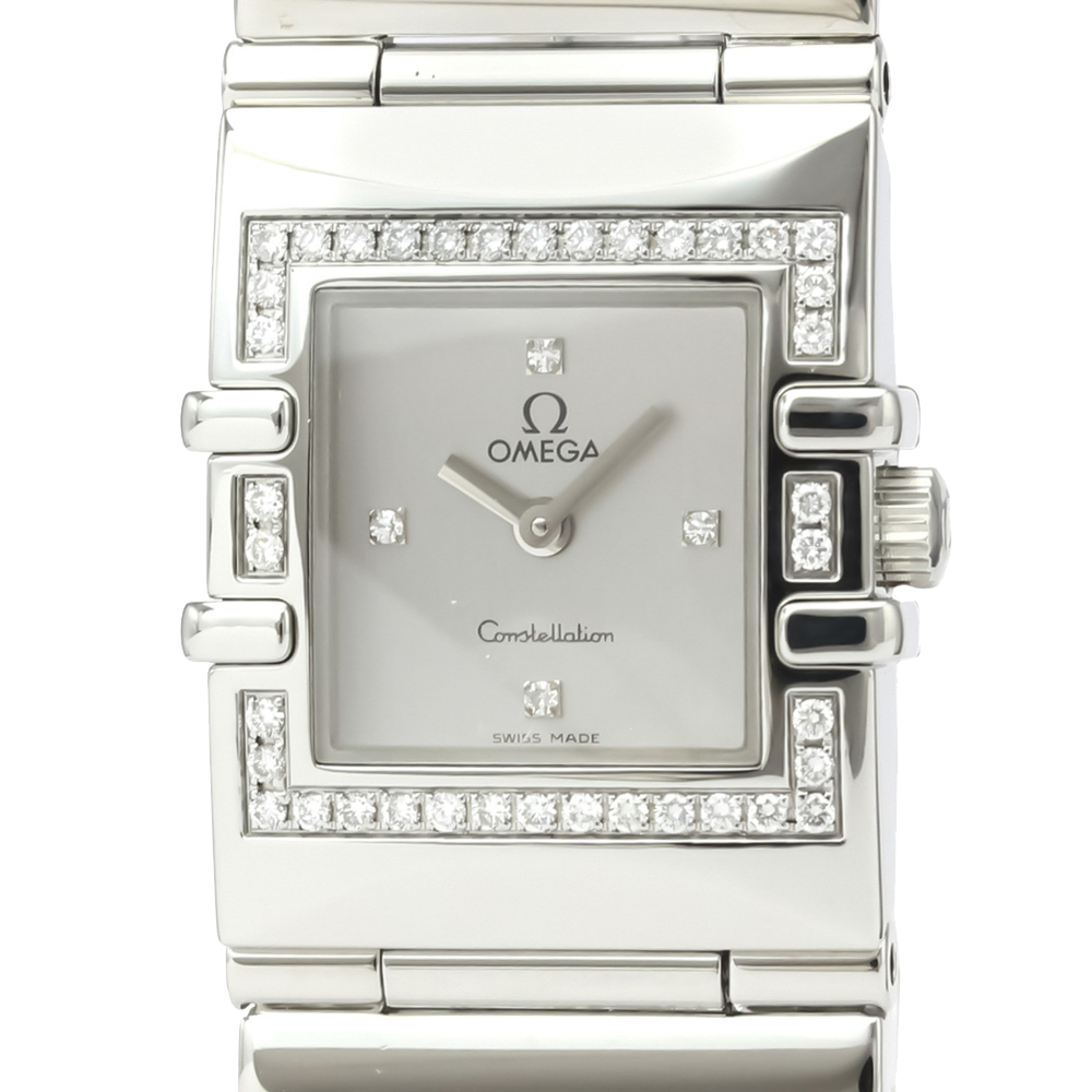 

Omega Silver Diamonds Stainless Steel Constellation Quadra 1528.36 Men's Wristwatch 20 MM