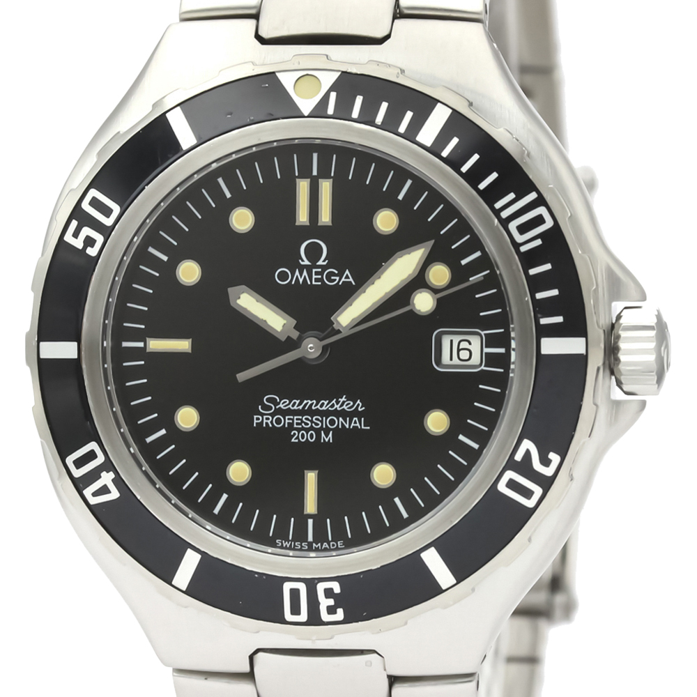 

Omega Black Stainless Steel Seamaster Professional 200M 396.1052 Quartz Men's Wristwatch 36 MM