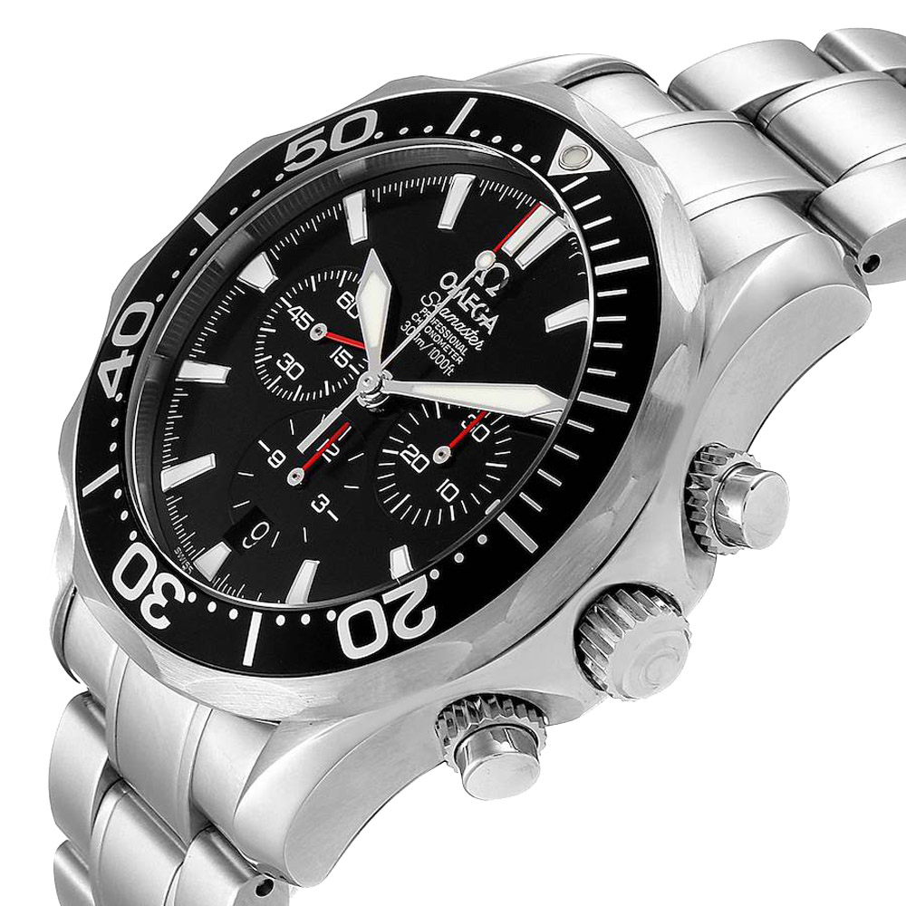 

Omega Black Stainless Steel Seamaster 300M Chronograph Americas Cup 2594.50.00 Men's Wristwatch 41.5 MM