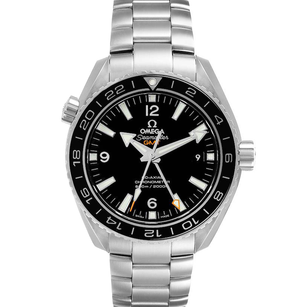 Click to view more detailed imagery on our partner's website Pre-owned Omega Black Stainless Steel Seamaster Planet Ocean Gmt 232.30.44.22.01.001 Men's Wristwatch 43.5 Mm