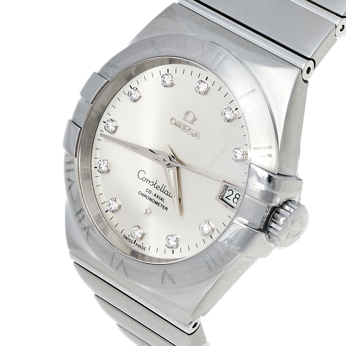 

Omega Silver Diamond Stainless Steel Constellation Co-Axial