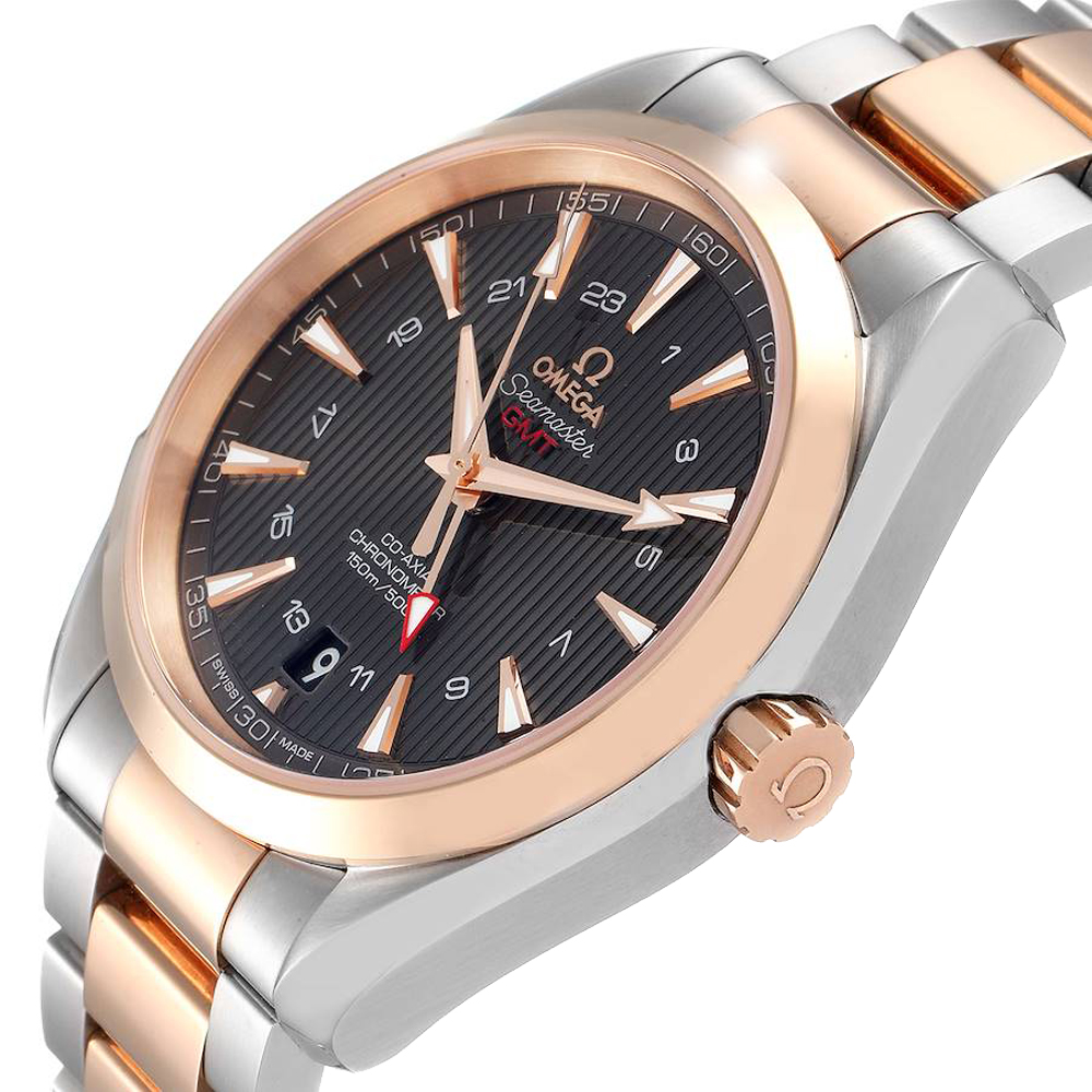 

Omega Grey 18K Rose Gold And Stainless Steel Seamaster Aqua Terra GMT Co-Axial 231.20.43.22.06.003 Men's Wristwatch 43 MM