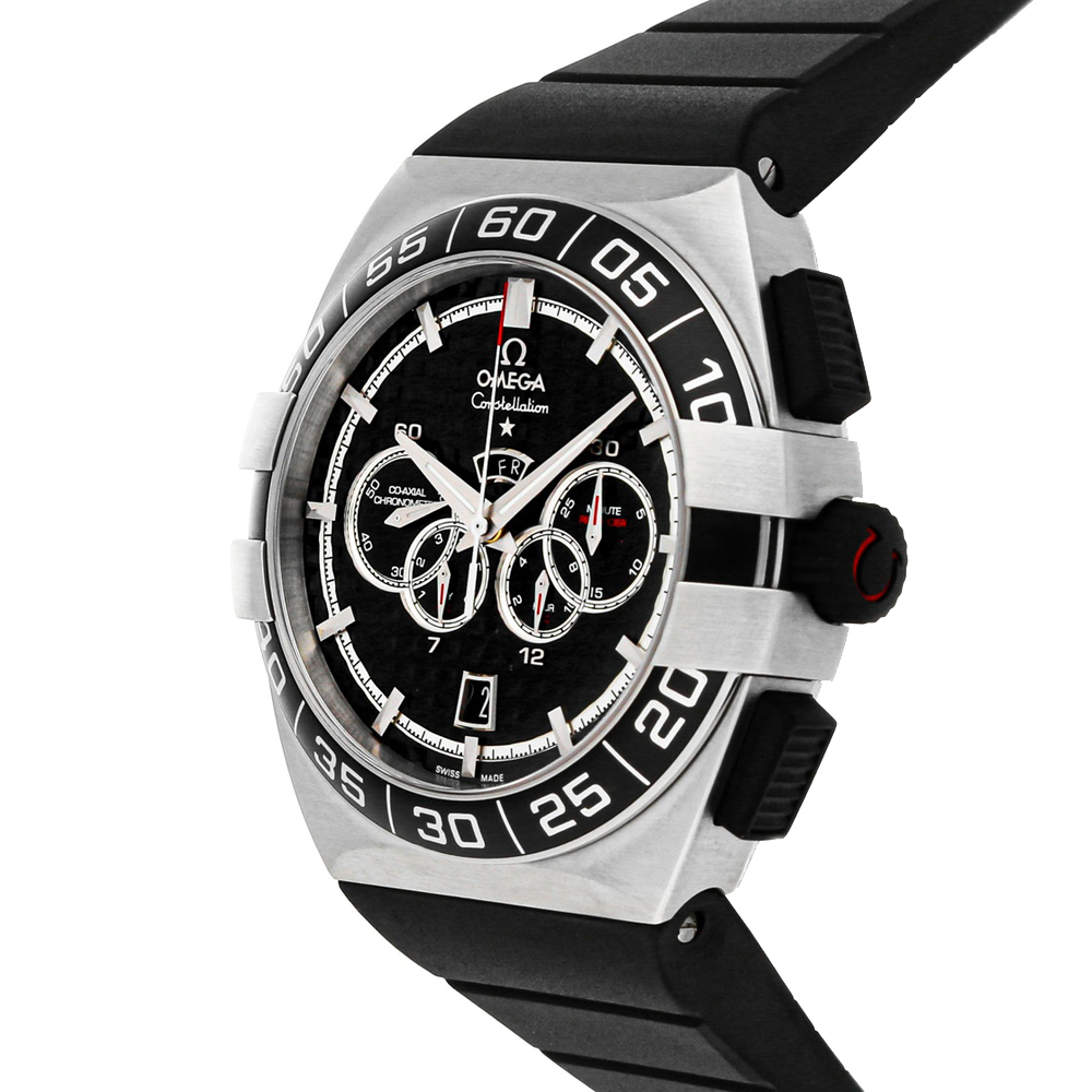 

Omega Black Stainless Steel Constellation Dougle Eagle Chronograph 121.32.44.52.01.001 Men's Wristwatch 44 MM