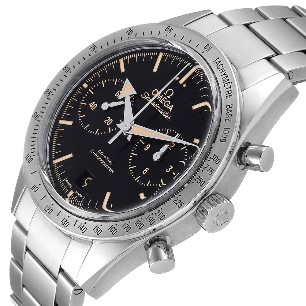 

Omega Black Stainless Steel Speedmaster 57 Broad Arrow 331.10.42.51.01.002 Men's Wristwatch 41.5 MM