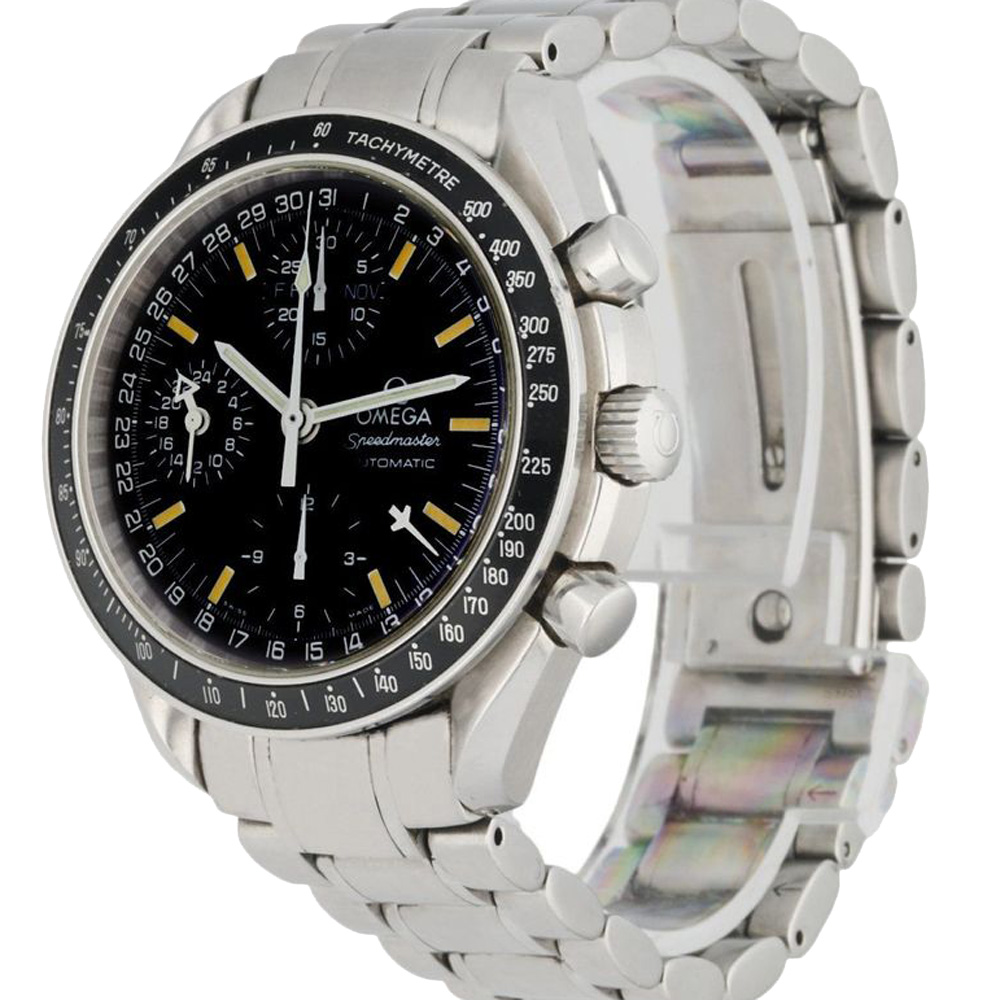 

Omega Black Stainless Steel Speedmaster Triple Date 3520.50 Automatic Men's Wristwatch 39 MM