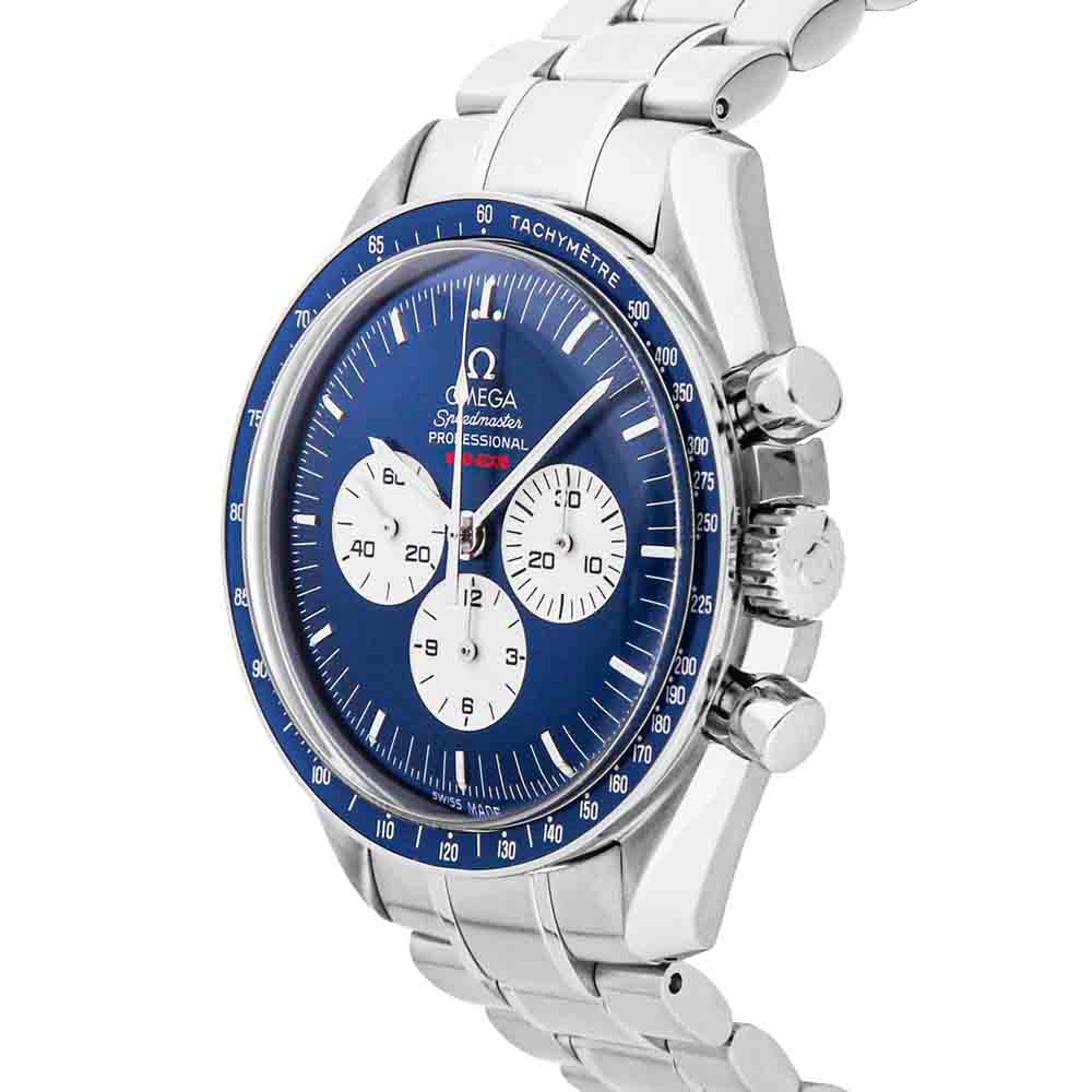 

Omega Blue Stainless Steel Speedmaster Professional Moonwatch "Gemini 4 First Space Walk" 40th Anniversary Limited Edition 3565.80.00 Men's Wristwatch 42 MM
