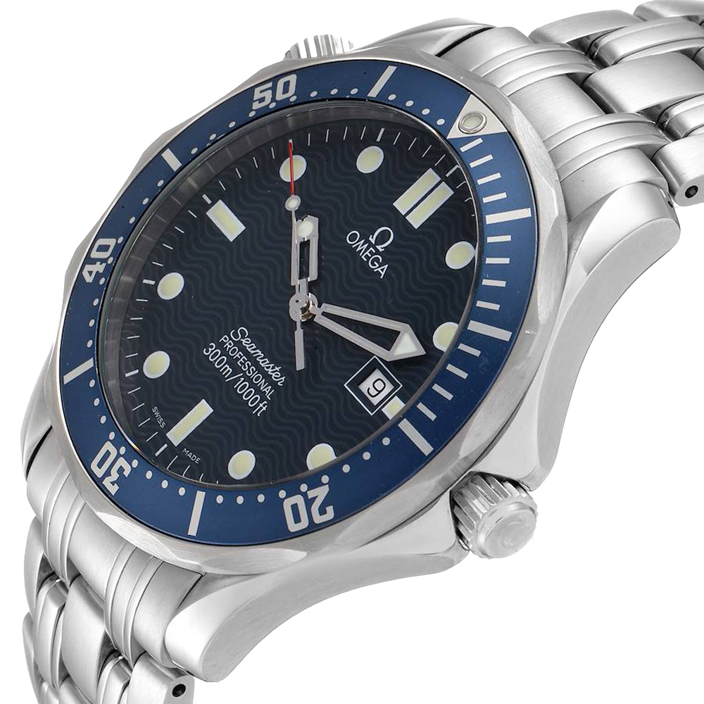 

Omega Blue Stainless Steel Seamaster James Bond 2541.80.00 Men's Wristwatch 41 MM