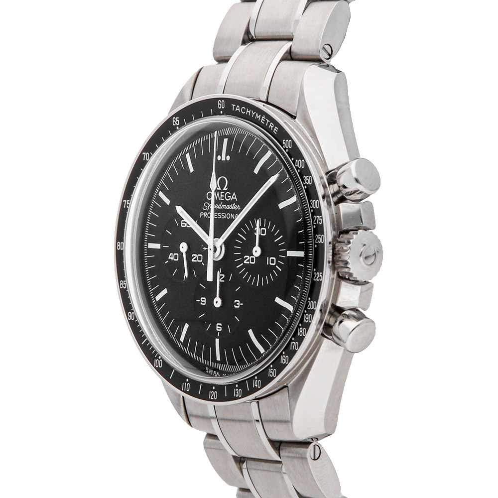 

Omega Black Stainless Steel Speedmaster Moonwatch Professional Chronograph 311.30.42.30.01.005 Men's Wristwatch 42 MM