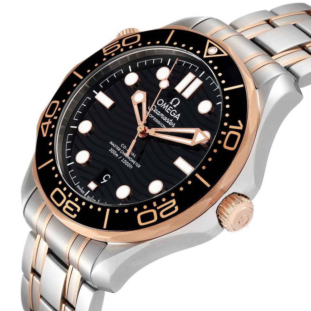 

Omega Black 18K Rose Gold And Stainless Steel Seamaster 210.20.42.20.01.001 Men's Wristwatch 42 MM