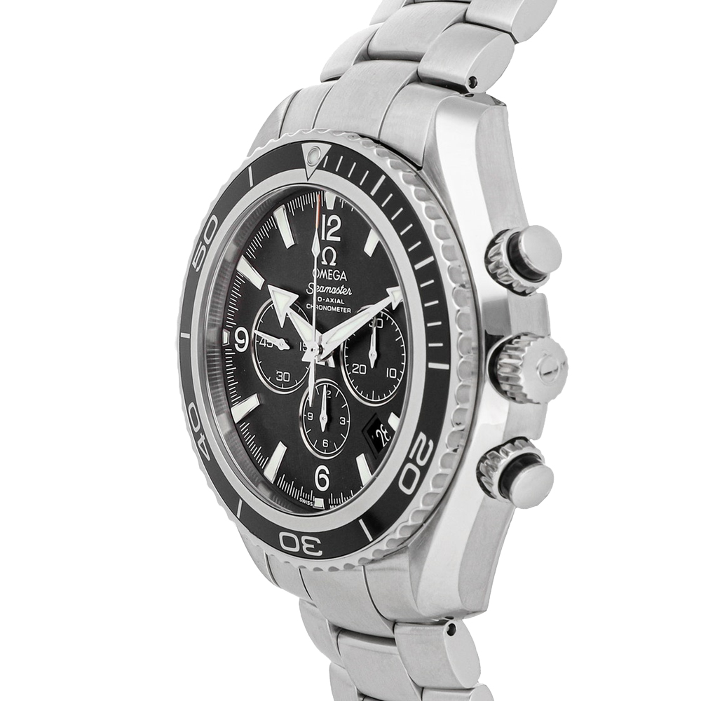 

Omega Black Stainless Steel Seamaster Planet Ocean 600m Chronograph 2210.50.00 Men's Wristwatch 45 MM