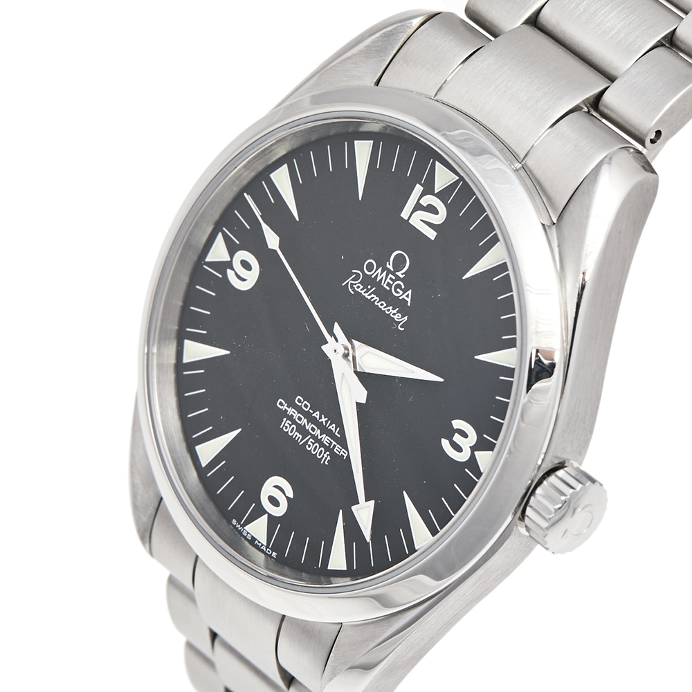 

Omega Black Stainless Steel Aqua Terra Railmaster