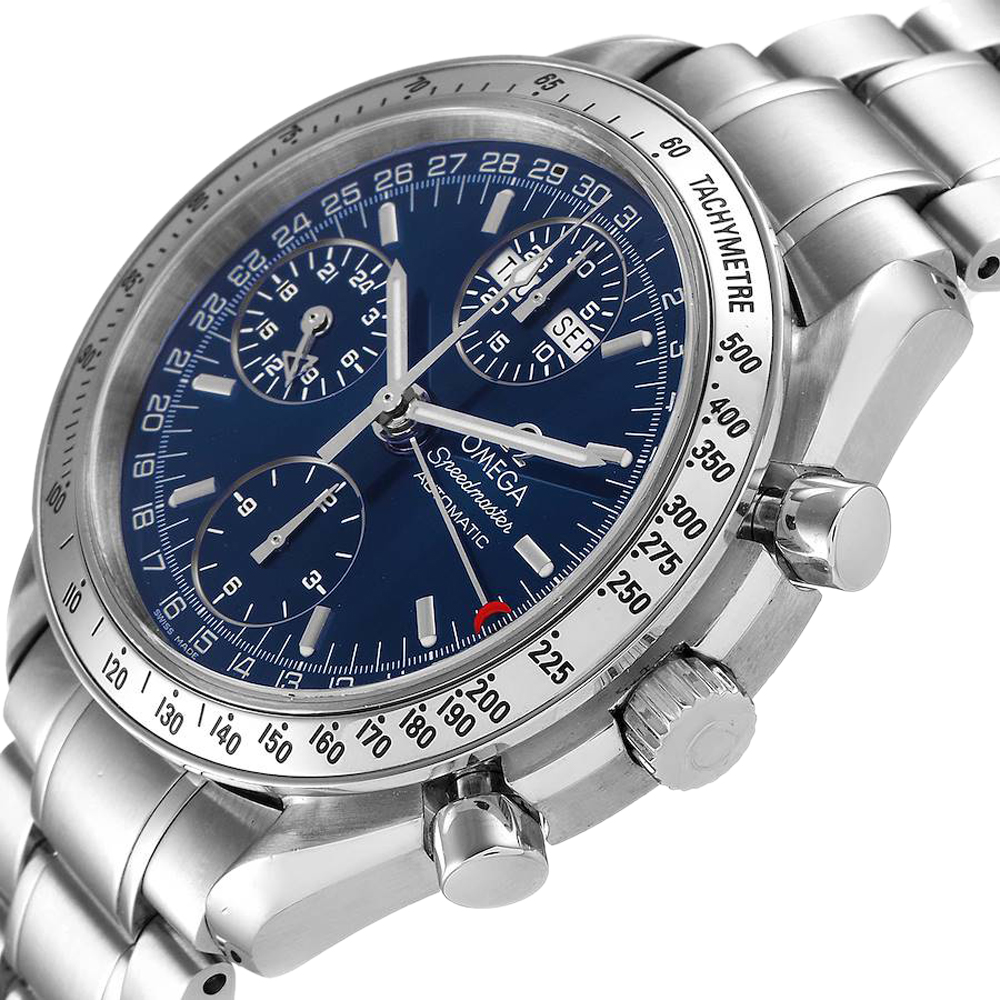 

Omega Blue Stainless Steel Speedmaster Day-Date 3523.80.00 Men's Wristwatch