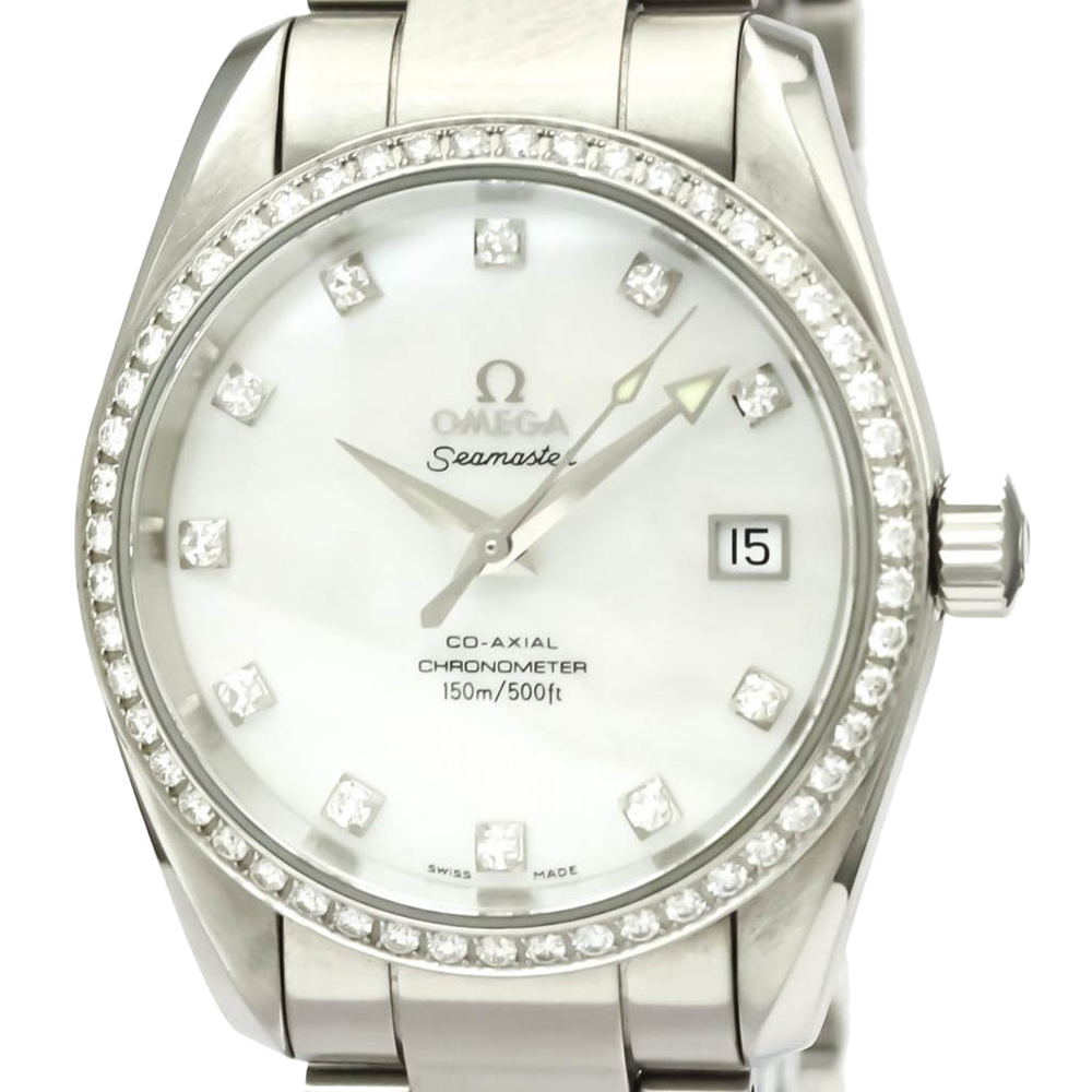 

Omega MOP Diamonds Stainless Steel Seamaster Aqua Terra Co-Axial 2509.75 Men's Wristwatch 36 MM, White