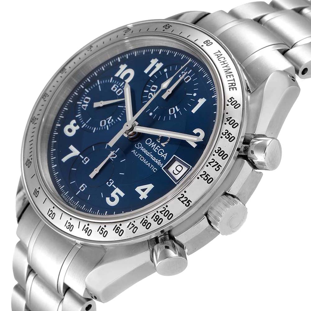 

Omega Blue Stainless Steel Speedmaster Date 3513.82.00 Men's Wristwatch