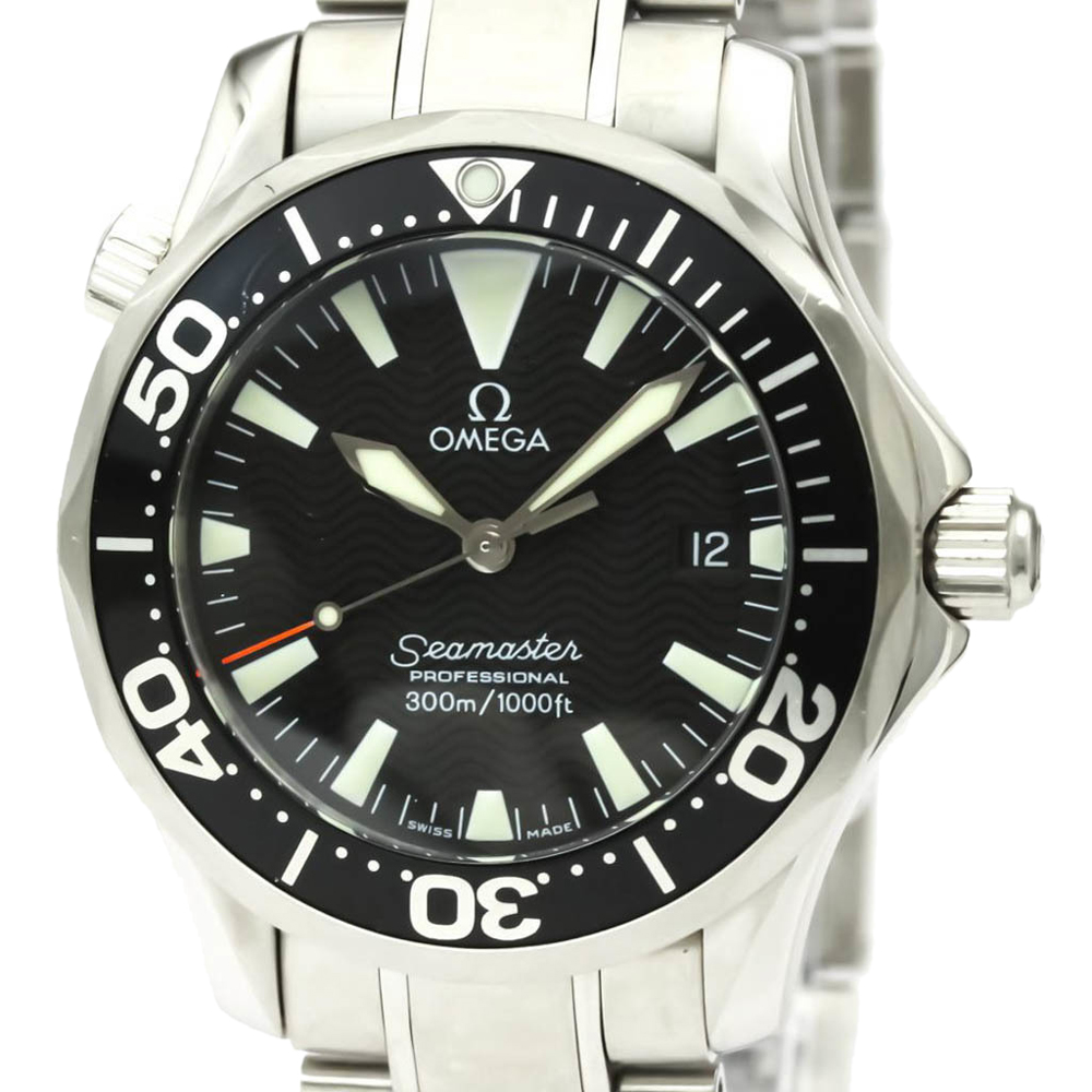 

Omega Black Stainless Steel Seamaster Professional 300M 2262.50 Men's Wristwatch 36 MM
