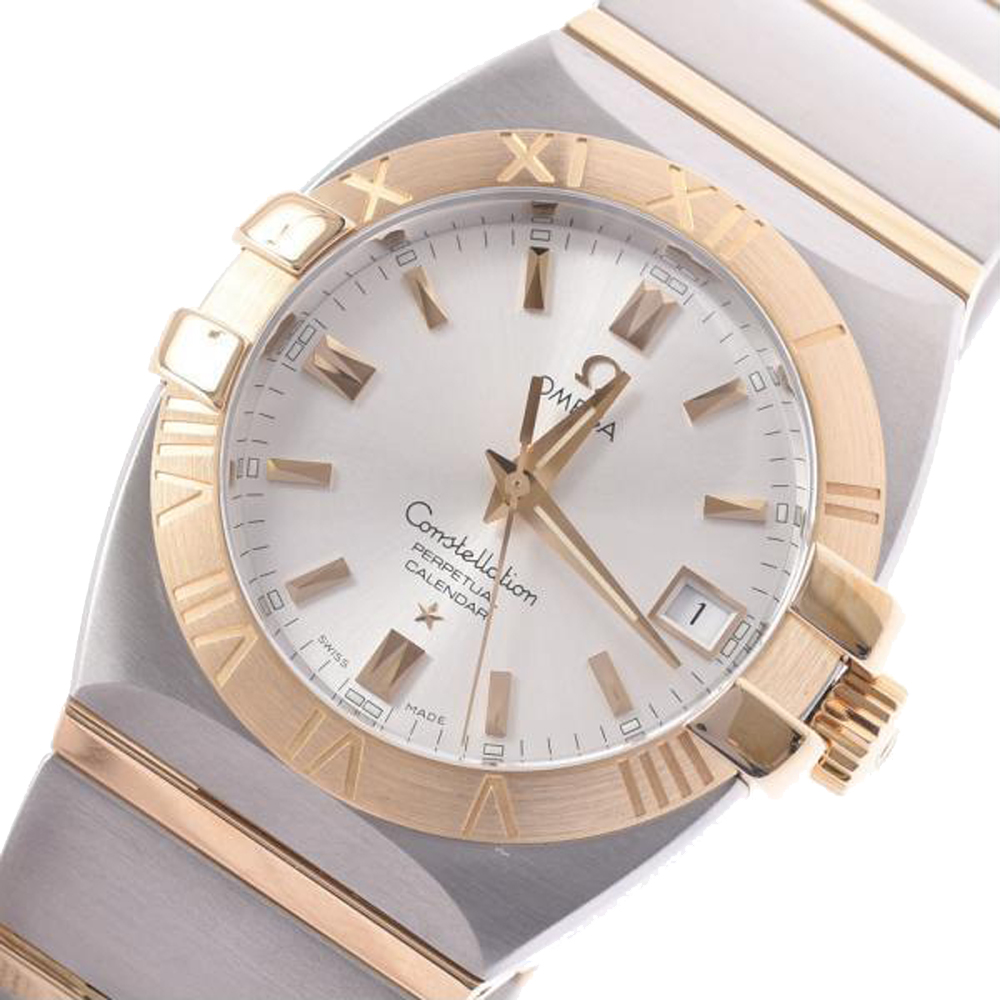 

Omega Silver 18K Rose Gold And Stainless Steel Constellation Double Eagle 1213.30 Men's Wristwatch 35 MM