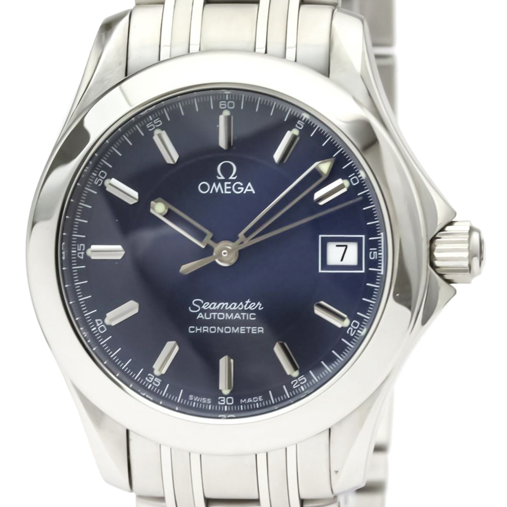 

Omega Blue Stainless Steel Seamaster 120m Jacques Mayol LTD Edition 2507.80 Men's Wristwatch 36 MM