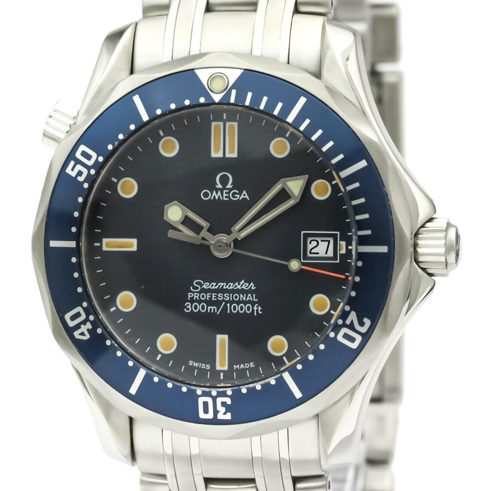 

Omega Blue Stainless Steel Seamaster Professional 300M 2561.80 Men's Wristwatch 36 MM