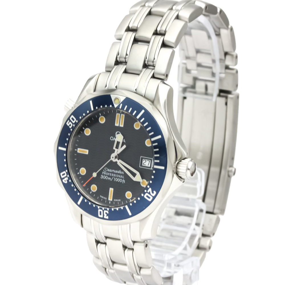 Pre Owned Omega Blue Stainless Steel Seamaster Professional 300M 2561.80 Men's Wristwatch 36 MM