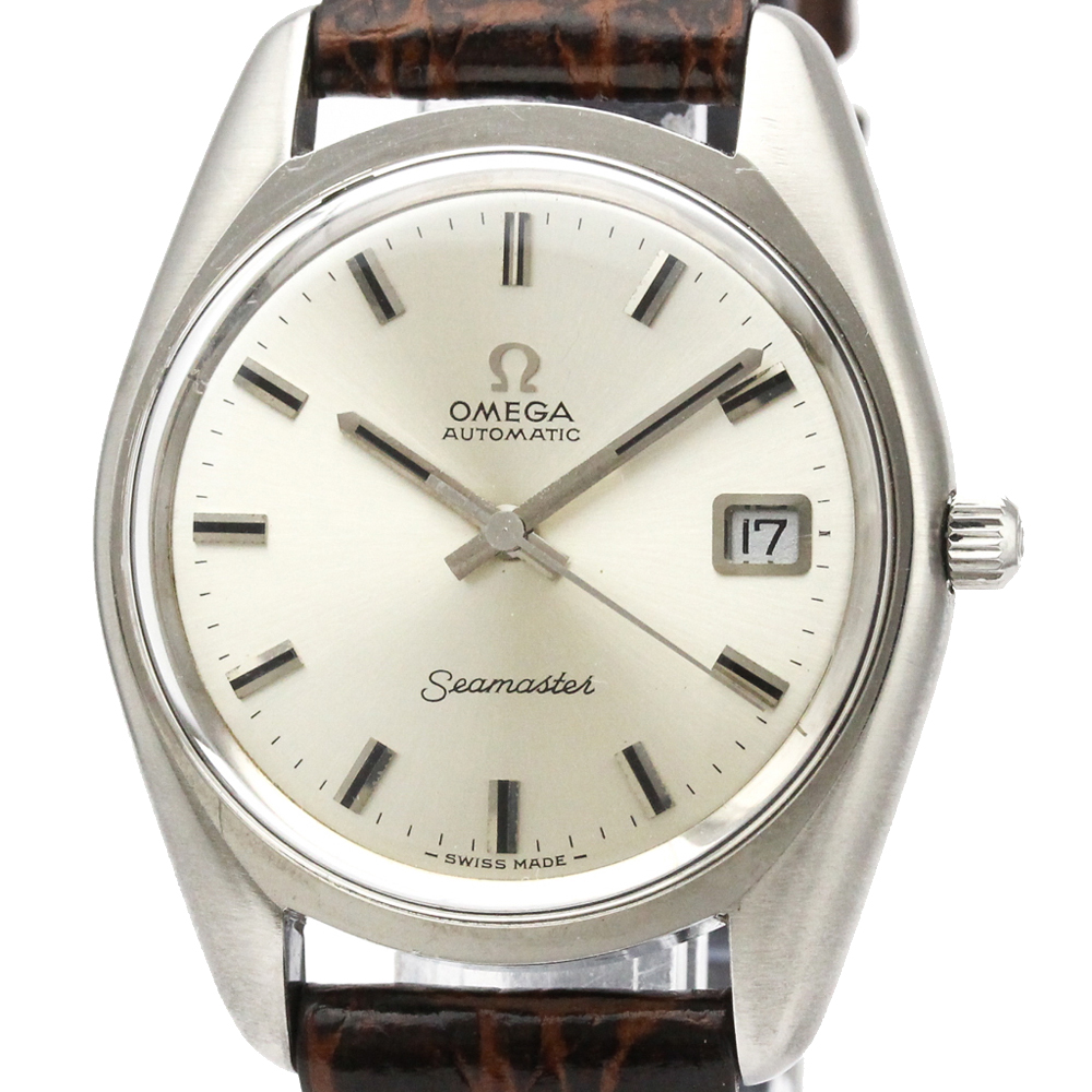

Omega Silver Stainless Steel Seamaster Date Cal 1012 Vintage Automatic 166.0167 Men's Wristwatch 36 MM