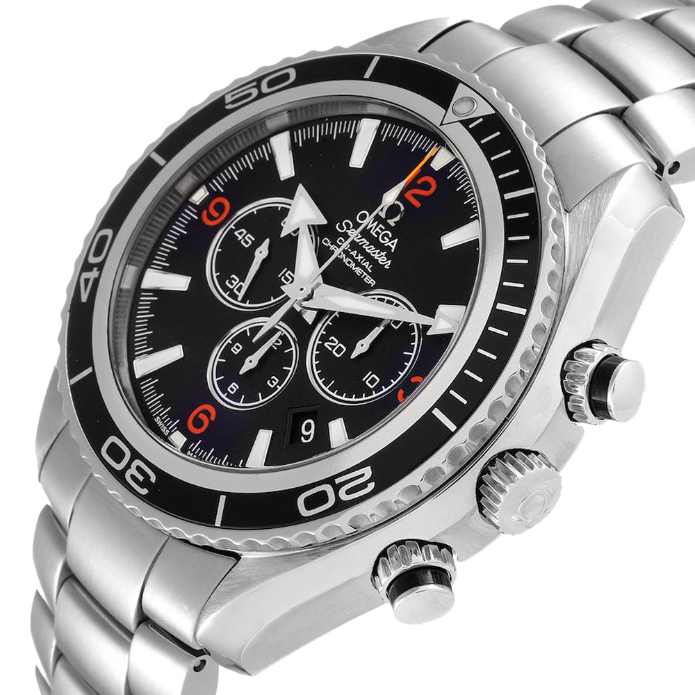 

Omega Black Stainless Steel Seamaster Planet Ocean Chrono 2210.51.00 Men's Wristwatch 45.5 MM