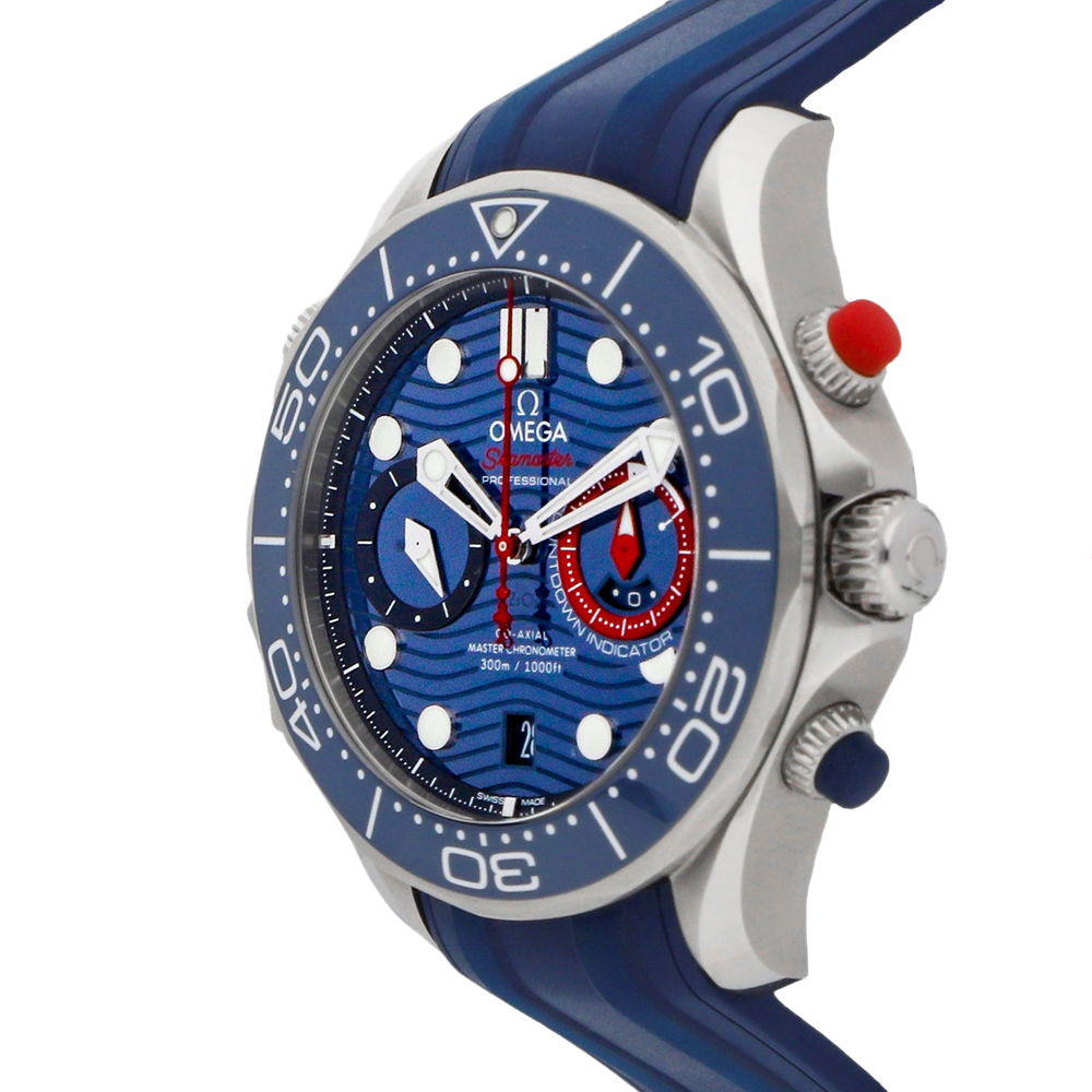 

Omega Blue Stainless Steel Seamaster Diver 300m Chronograph America's Cup 210.30.44.51.03.002 Men's Wristwatch 44 MM