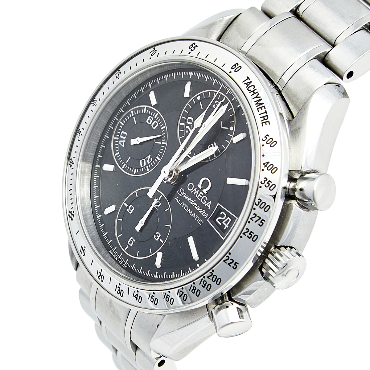 

Omega Black Stainless Steel Speedmaster, Silver