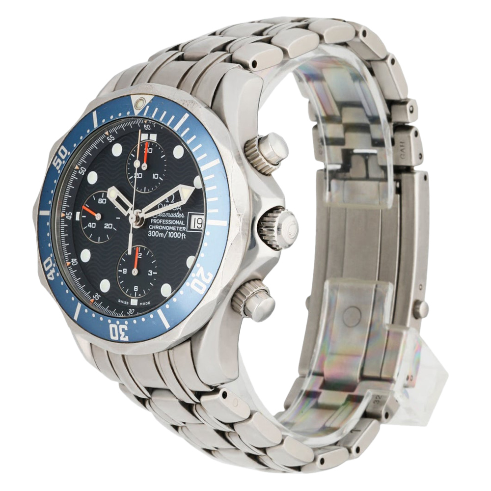 

Omega Blue Stainless Steel Seamaster Chronograph Men's Wristwatch 42 MM