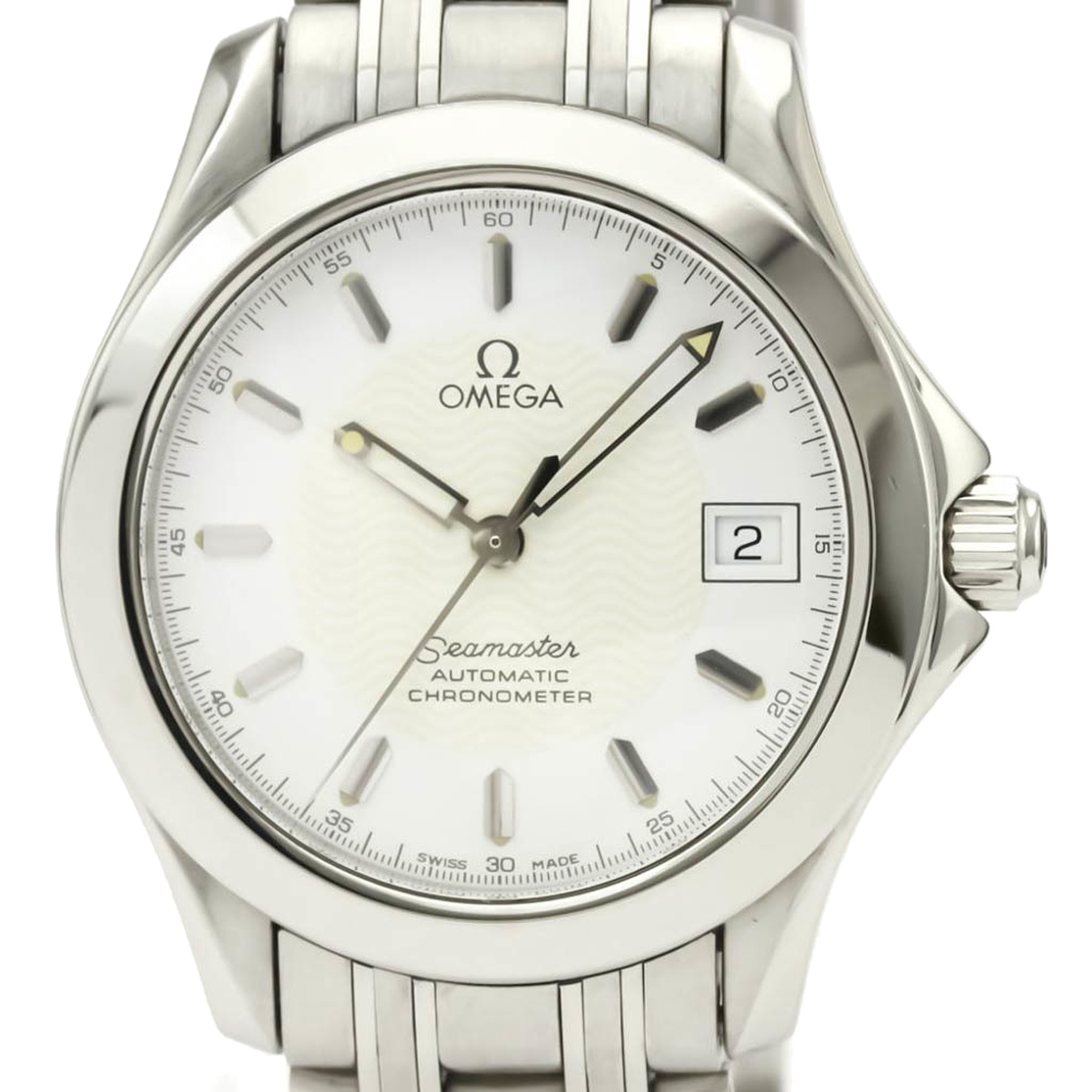 

Omega White Stainless Steel Seamaster 120M Chronometer Automatic 2501.21 Men's Wristwatch 36 MM