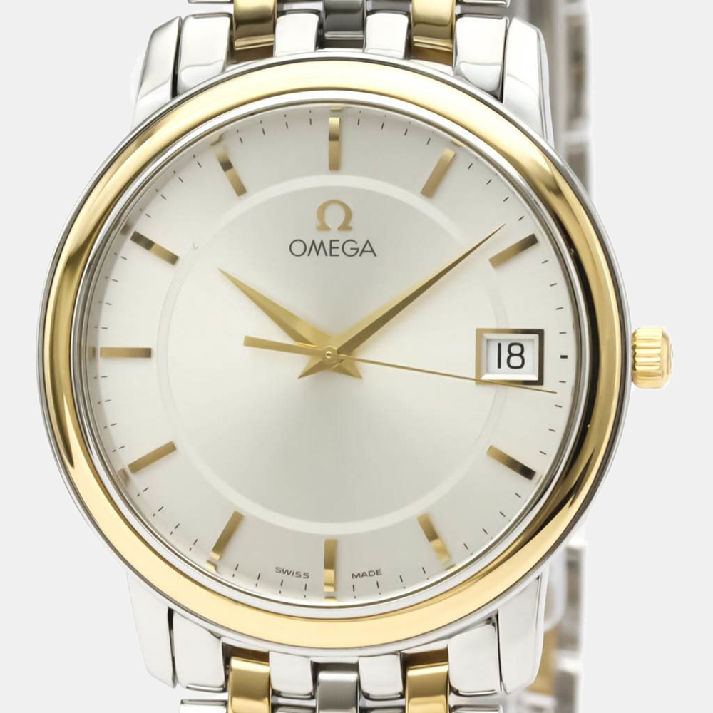 

Omega Silver 18K Yellow Gold And Stainless Steel De Ville Prestige Quartz 4310.31 Men's Wristwatch 34 MM
