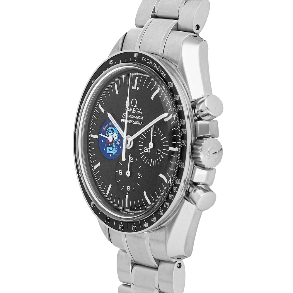 

Omega Black Stainless Steel Speedmaster Professional Moonwatch "Snoopy" Limited Edition 3578.51.00 Men's Wristwatch 42 MM