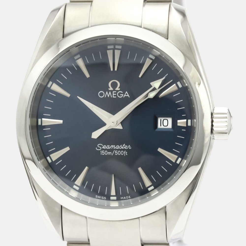 

Omega Blue Stainless Steel Seamaster Aqua Terra Quartz 2518.80 Men's Wristwatch 36 MM