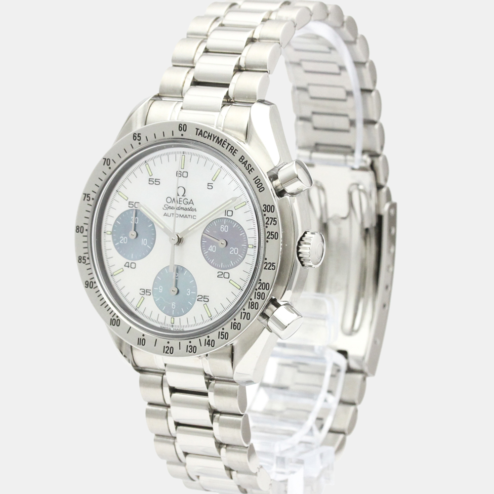 Pre owned Mop Stainless Steel Speedmaster Japan Ltd Edition 3502.74 Men s Wristwatch 39 Mm In White