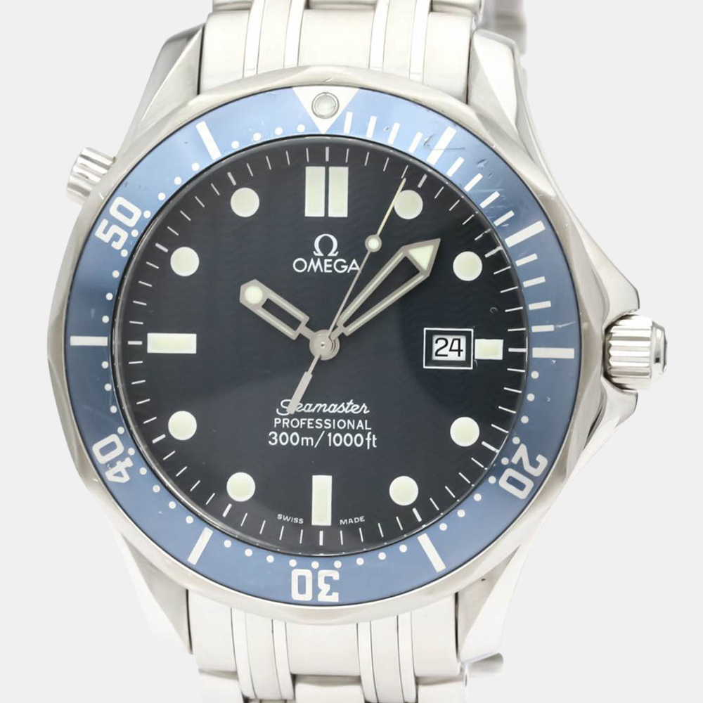 

Omega Blue Stainless Steel Seamaster Professional 300M 2541.80 Quartz Men's Wristwatch 41 MM