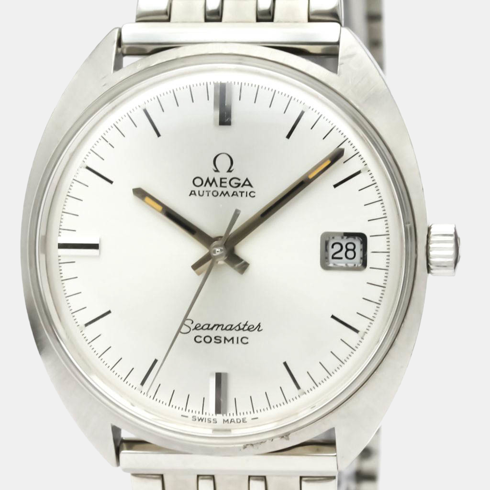 

Omega Silver Stainless Steel Seamaster Cosmic Cal 565 Automatic 166.026 Men's Wristwatch 35 MM