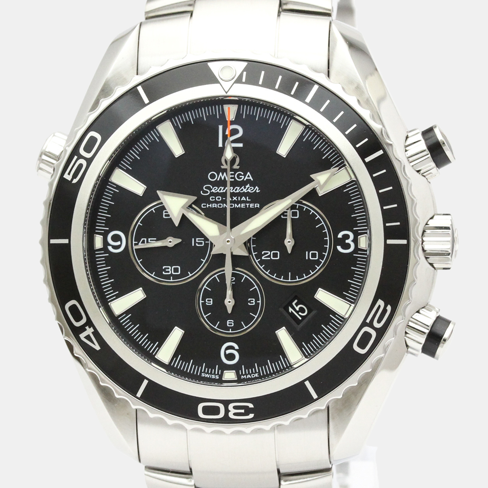 

Omega Black Stainless Steel Seamaster Planet Ocean 600m Chronograph 2210.50.00 Men's Wristwatch 45.5 MM