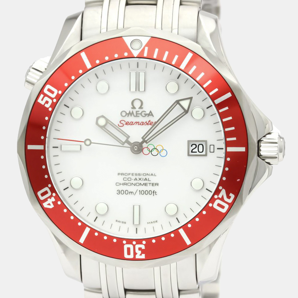 

Omega White Stainless Steel Seamaster Co-Axial Olympic Special Edition 212.30.41.20.04.001 Men's Wristwatch 41 MM