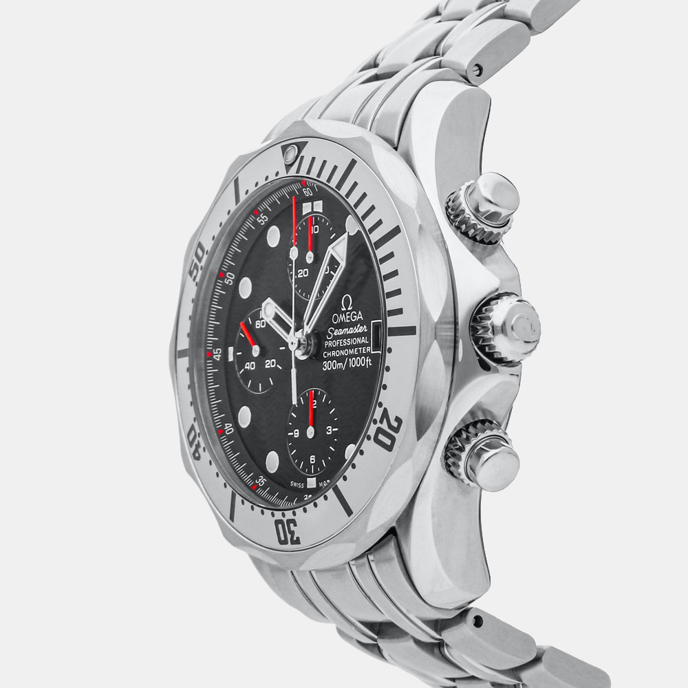 

Omega Black Stainless Steel Seamaster 300m Chronograph Diver 2598.80.00 Men's Wristwatch 42 mm