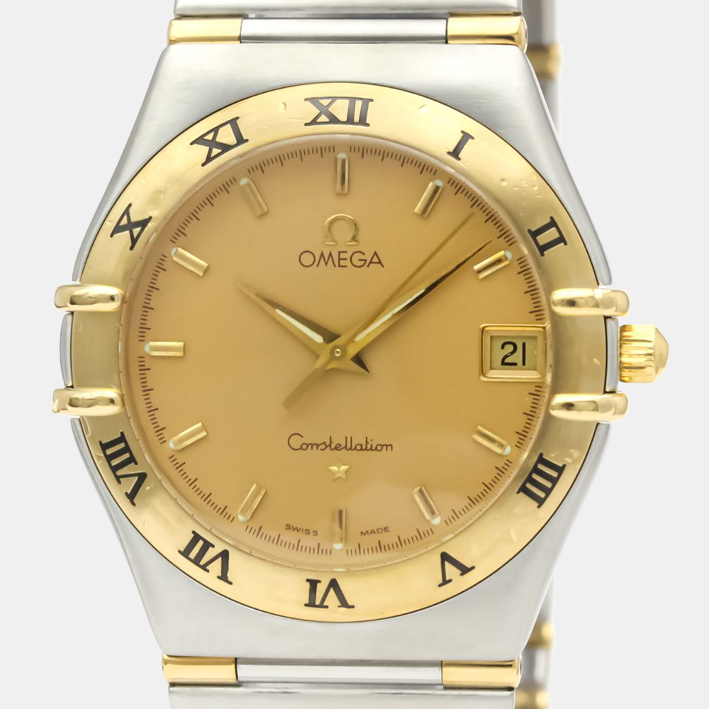 

Omega Champagne 18K Yellow Gold And Stainless Steel Constellation 1312.10 Quartz Men's Wristwatch 34 mm