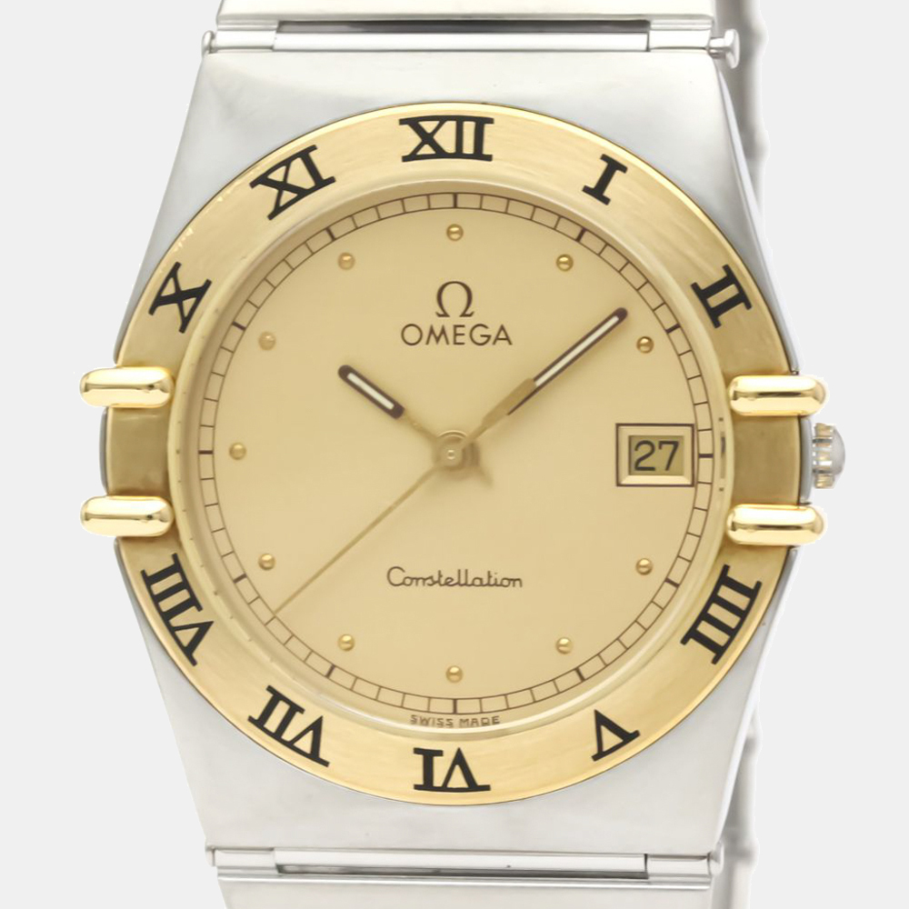 

Omega Champagne 18K Yellow Gold And Stainless Steel Constellation 396.1070 Quartz Men's Wristwatch 33 mm