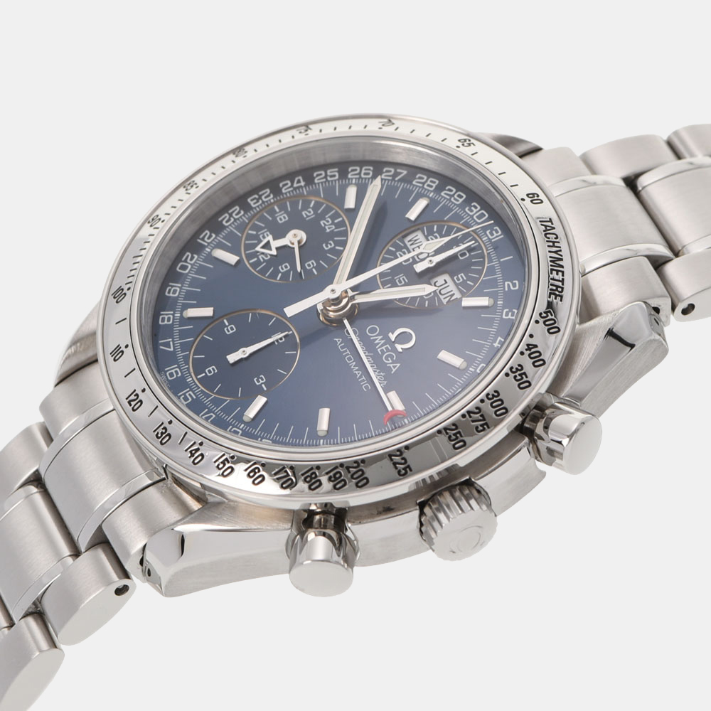 

Omega Blue Stainless Steel Speedmaster Day Date 3523.80 Men's Wristwatch 39 mm