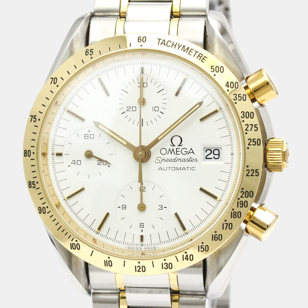 

Omega White 18K Yellow Gold And Stainless Steel Speedmaster Date Automatic 3311.20 Men's Wristwatch 39 mm
